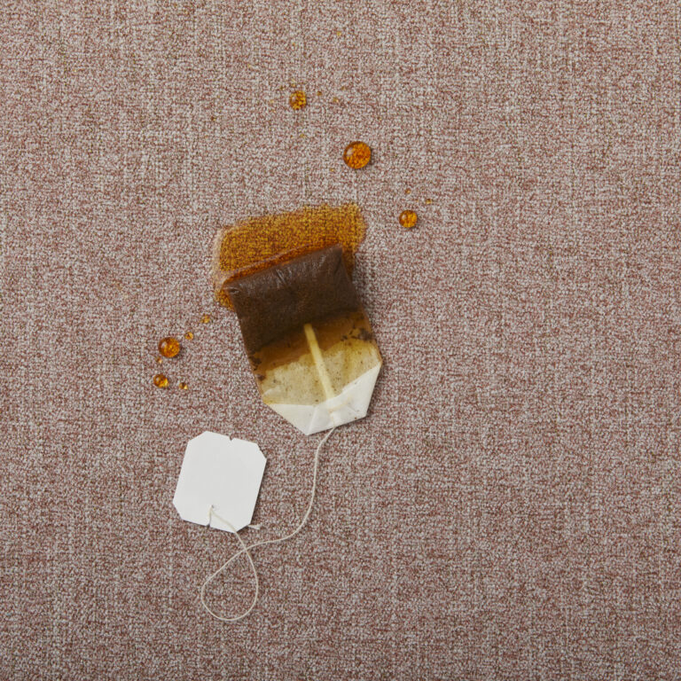 Tea bag stain on Designtex Crypton textile
