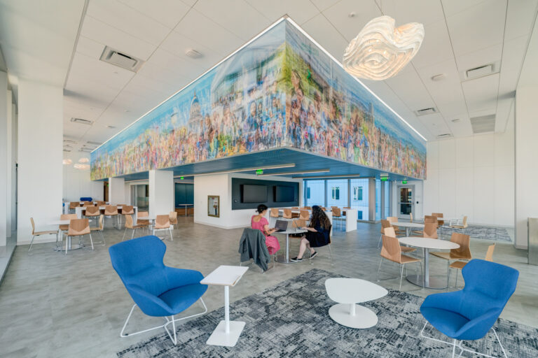 Custom digitally printed wall covering installed at UC Law