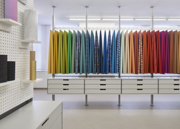 Designtex Chicago showroom Silicone slack rack